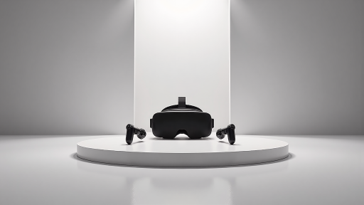 VR headset device, virtual reality technology, immersive experience, modern design, gaming application