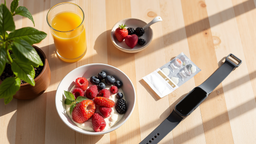 Advanced wearable device, health monitoring technology, sleek design, fitness tracking, modern aesthetics